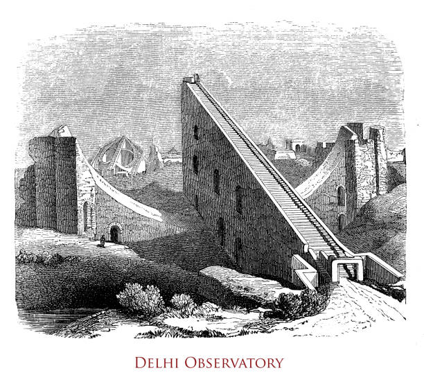 ilustraciones, imágenes clip art, dibujos animados e iconos de stock de observatorio jantar mantar en nueva delhi que data del año 1724 - old delhi