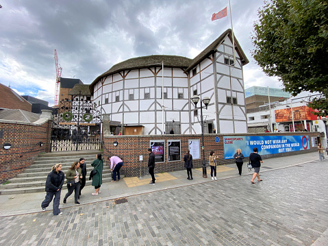 London in the UK in September 2022. A view of London showing the Globe Theatre