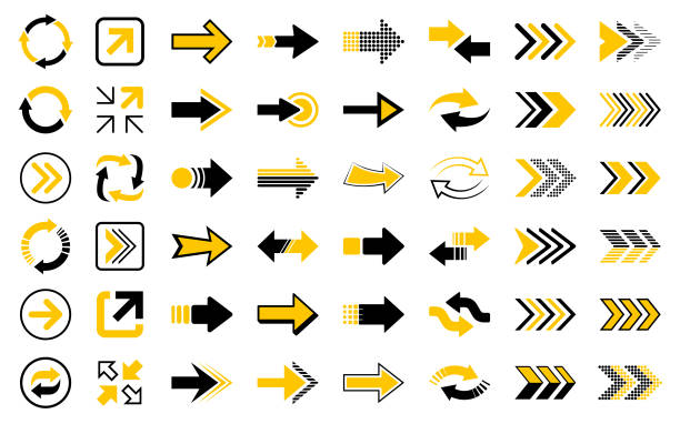 Arrows Set of arrows. Vector design elements, different shapes. arrow stock illustrations