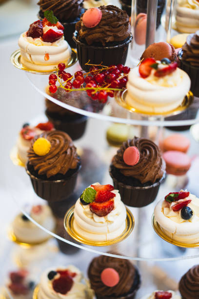 istock Delicious wedding reception candy bar dessert table 1439166186