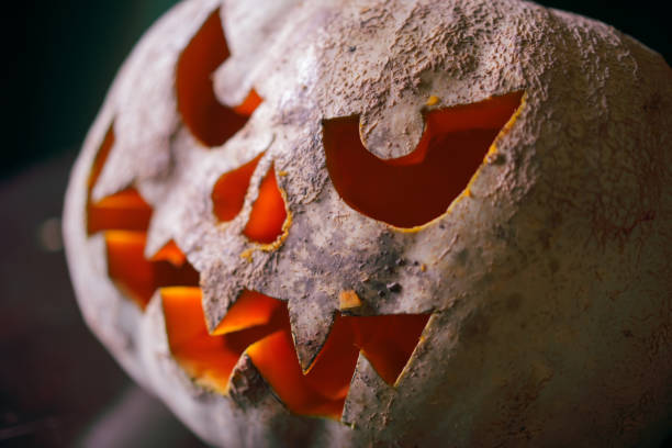 istock Carved scary pumpkin Halloween decoration 1439166549
