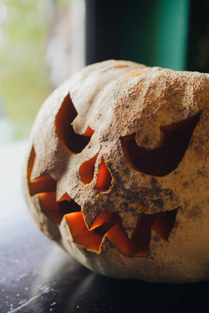 istock Carved scary pumpkin Halloween decoration 1439166558
