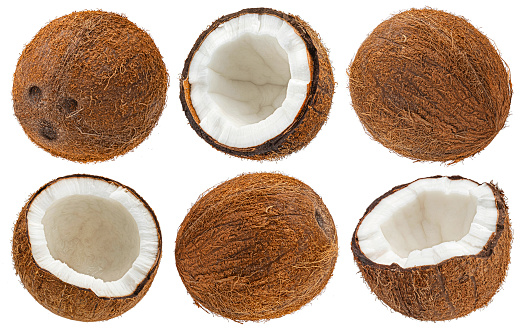 Coconuts isolated on white background with clipping path