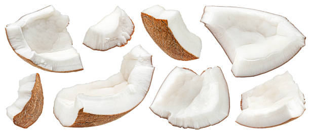 istock Coconuts pieces isolated on white background, full depth of field 1439169018