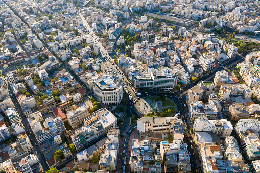 Residential buildings in Athens, aerial view, Greece.