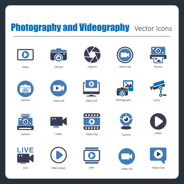 fotografie und videografie - video voip stock-grafiken, -clipart, -cartoons und -symbole