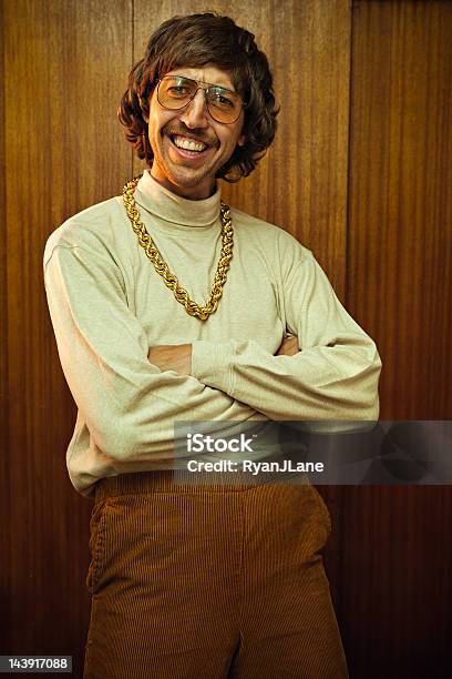 Bling Retro Mustache Man Stock Photo - Download Image Now - 1980-1989, Retro Style, 1970-1979