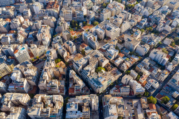 Cityscape of Athens, Aerial View, Greece stock photo