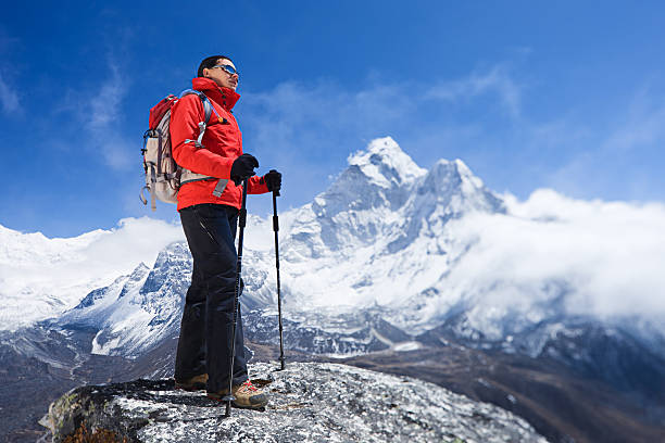 istock Woman looking at Ama Dablam, Mount Everest National Park 143917439