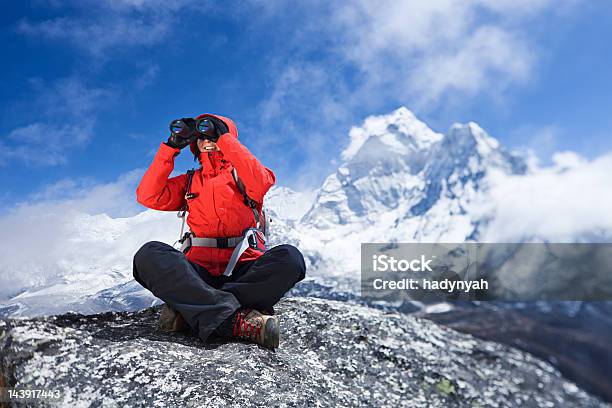 Woman Looking At Ama Dablam Mount Everest National Park Stock Photo - Download Image Now
