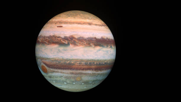istock Jupiter planet isolated on black, high detailed surface features 1439176452