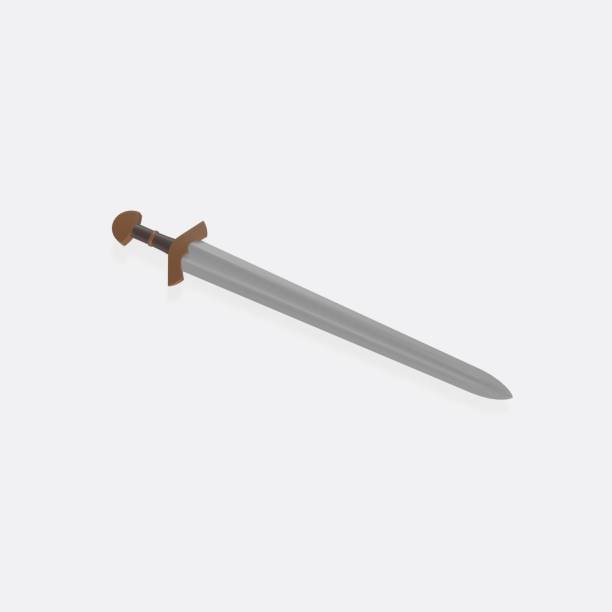 istock Old sword medieval weapon isolated on white background 1439176523