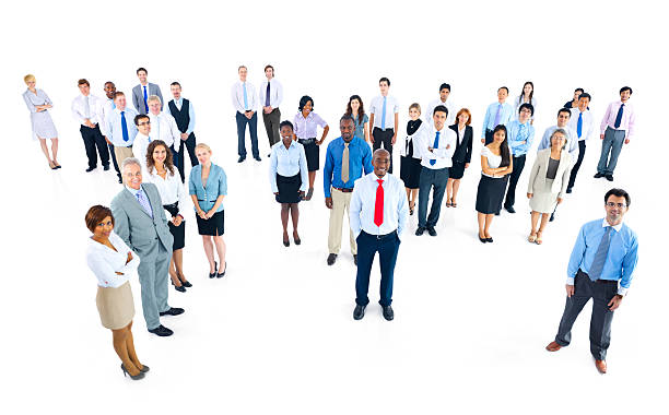 istock Diverse business people forming world map 143918017