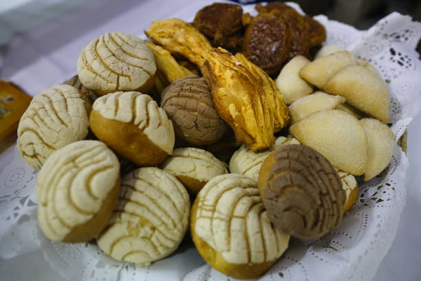 istock Closeup of conchas Mexican bread 1439180376
