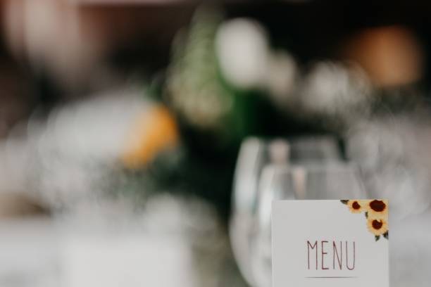 istock Shallow focus shot of a wedding celebration menu 1439180501