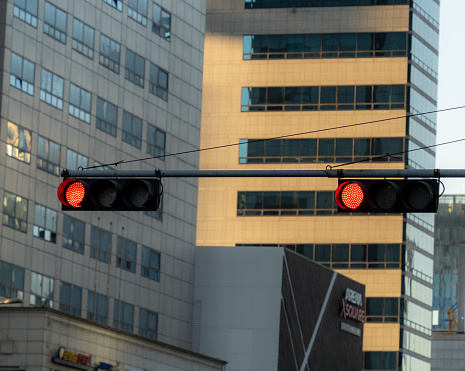 Seoul, South Korea - November, 2022: traffic light(red light)