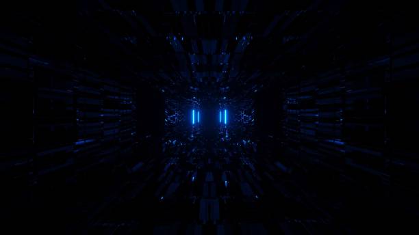 istock 3D rendering of blue laser lights on a black cosmic background - perfect for sci-fi wallpapers 1439182615