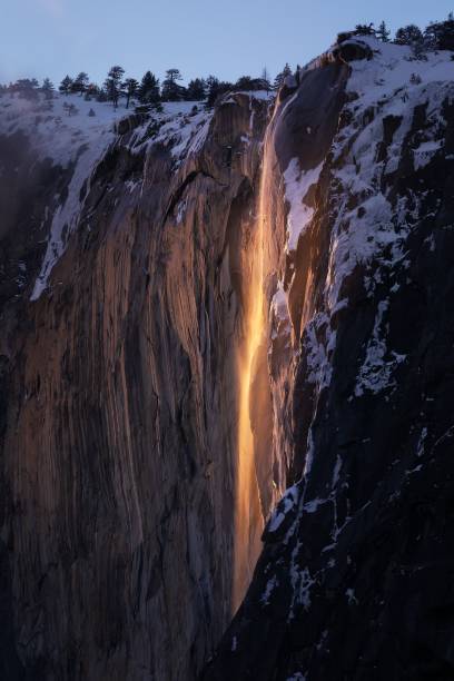 istock Vertical shot of Yosemite Firefall at sunset 1439183488