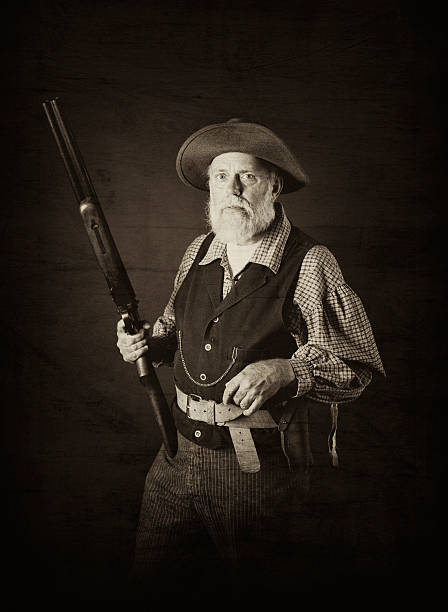 Man of the Wild West Vintage portrait of an 1800s man of the Wild West. panning for gold photos stock pictures, royalty-free photos & images