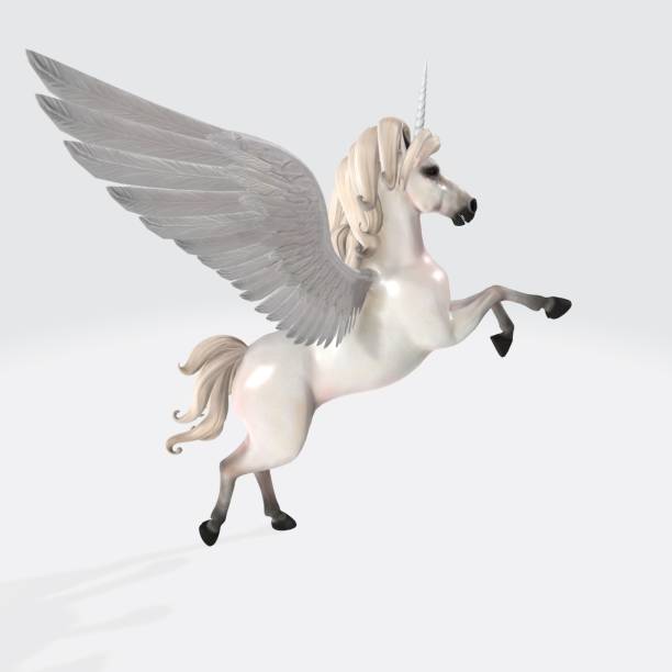 istock 3D rendering illustration of a white unicorn isolated on a white background 1439183940