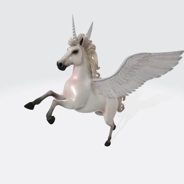 istock 3D rendering illustration of a white unicorn isolated on a white background 1439183944