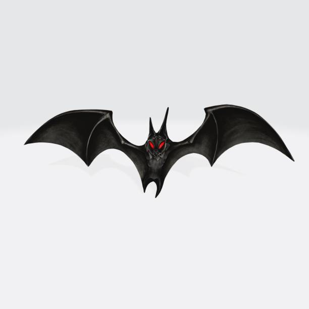 istock Graphic illustration of 3D rendered black bat isolated on the white background 1439184176