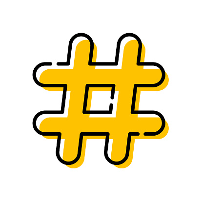 Yellow Hashtag flat design icon vector