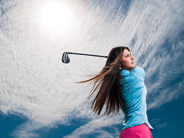 여자대표 golfer - golf women female concentration 뉴스 사진 이미지