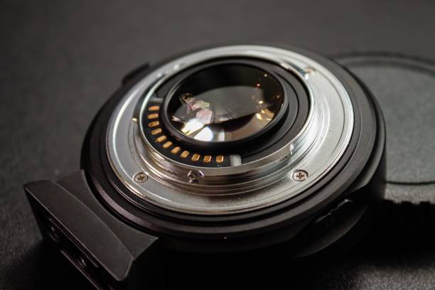 istock Closeup shot of a black camera lens 1439195393