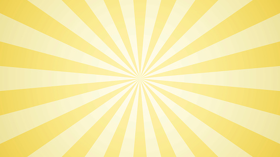 Retro background with rays or stripes in the center. Sunburst or sun burst retro background. Star burst abstract backdrop. Yellow, golden color.