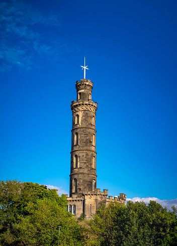 Edinburgh Nelson Monument located in Calton Hill. Edinburgh is the capital city of Scotland UK United Kingdom