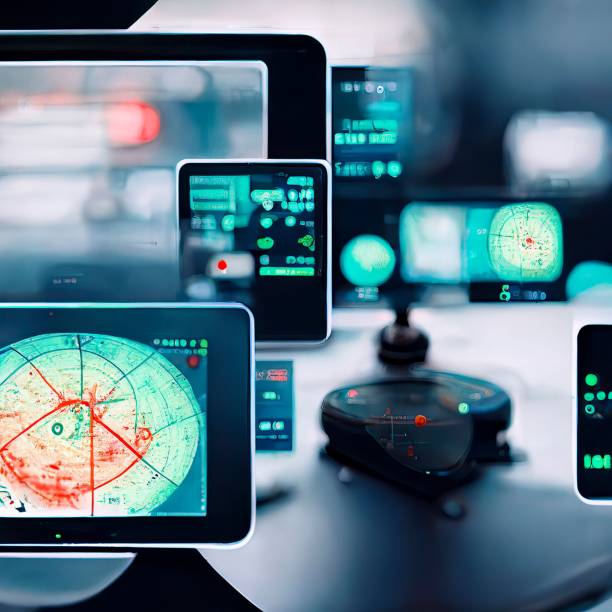 istock Futuristic HUD navigation monitor for submarines and ships 1439199611