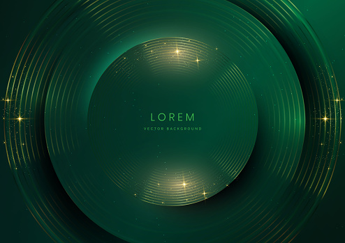 Abstract luxury golden lines circle overlapping on green background. Template premium award design. Vector illustration