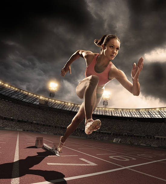 istock Athlete Bursts Out of Starting Blocks 143920140