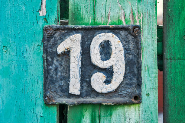 istock Old retro cast iron plate number 19 1439201526