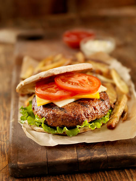istock BBQ Pita CheeseBurger with Lettuce and Tomato 143920190