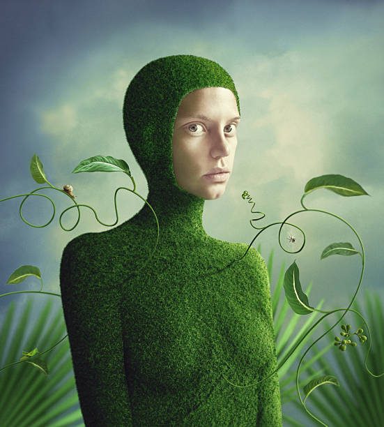 istock Lady in green moss one-piecer 143920197