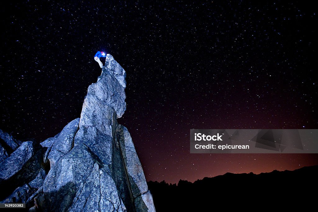 Rock Climbing at night in Argentina  Boulder - Rock Stock Photo