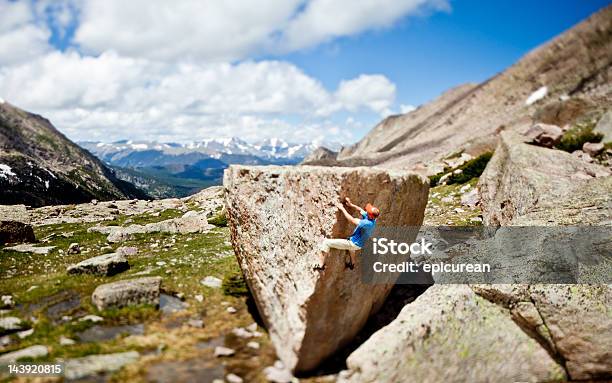 Rock Climber Bouldering In Glacier Gorge Rocky Mountain National Park Stock Photo - Download Image Now