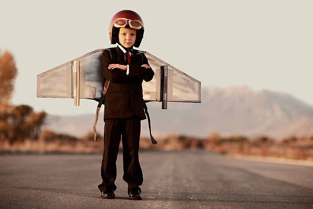 istock Young Business Boy with Arms Crossed Wearing Jet Pack 143920864