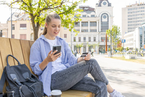 istock Girl using credit card and smart phone 1439212084