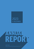 istock Annual minimalistic report blue cover template 1439212269