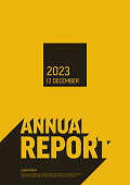 istock Annual minimalistic report yellow cover template 1439212273