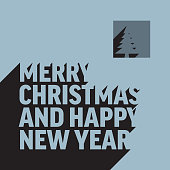 istock Modern trendy minimalist long shadow christmas card with christmas tree 1439212355