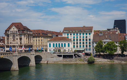 Scenic evening view of historic Zurich city center and river limmat , Switzerland