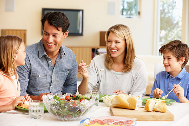 A family having dinner together 