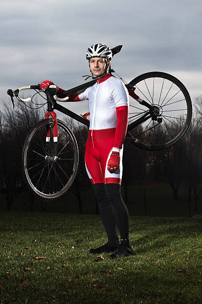 Portrait of a male cyclo-cross racer. stock photo
