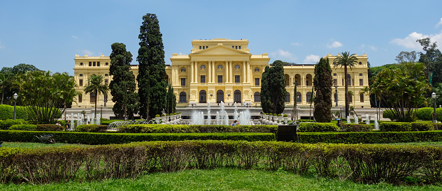 Sao Paulo, Brazil: garden and facade of historic palace of Ipiranga Museum at Independence Park
