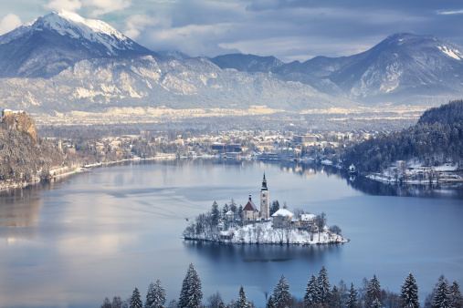 Picturesque lake Bled in Slovenia