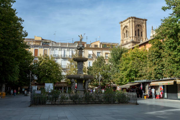 Fuente de los Gigantones fountain in Granada stock photo